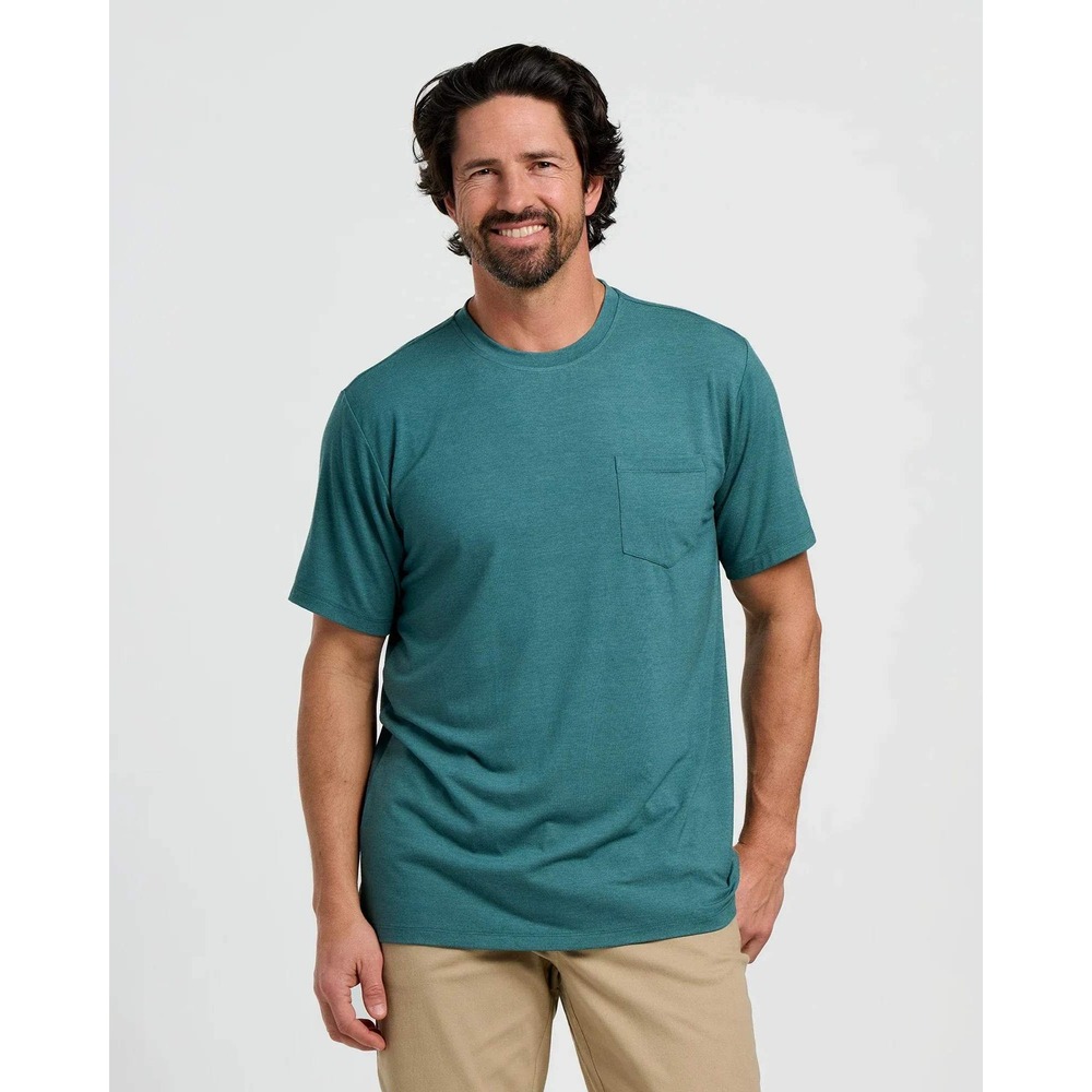 Free Fly Mens Bamboo Flex Pocket Tee Heather Sea Pine XL MFT-539-XL